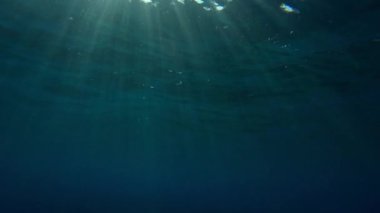 Gün batımında, su altında parlak güneş ışınları.