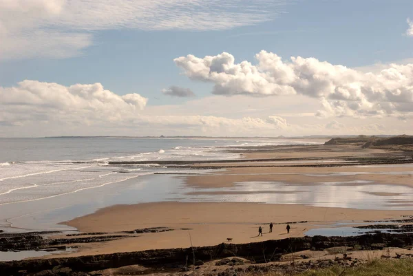 Vista Sulla Spiaggia Cocklawburn Nel Northumberland Inverno Sole — Foto Stock