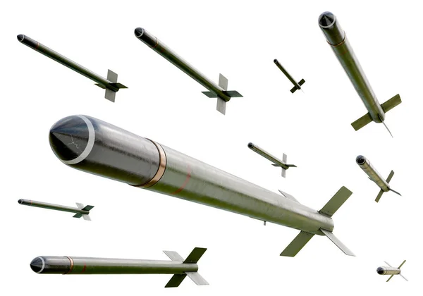 Znázornění Roje Leteckých Raket Doby Světové Války Izolované Pozadí — Stock fotografie