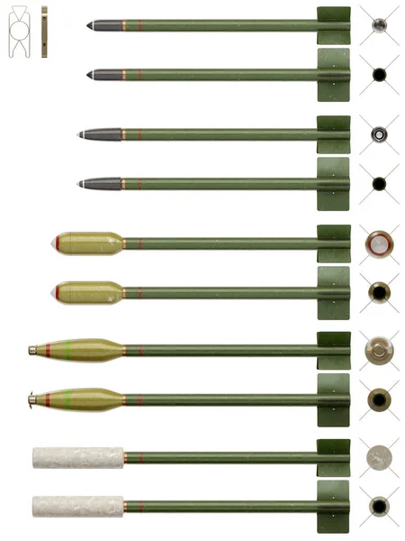 Illusztrálja Repülőgép Rakéták Beállított Világháború Idején Több Nézetben Elszigetelt Háttér — Stock Fotó