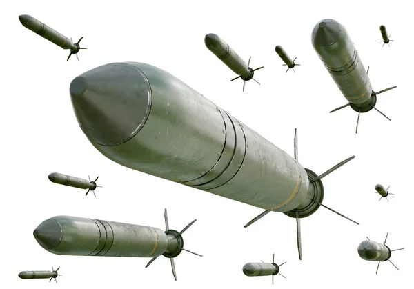 Візуалізація Ілюстрації Рою Авіаційних Ракет Часів Світової Війни Ізольований Фон — стокове фото