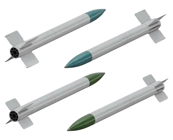 Illusztrálja Repülőgép Rakéták Beállított Világháború Idején Több Nézetben Elszigetelt Háttér — Stock Fotó