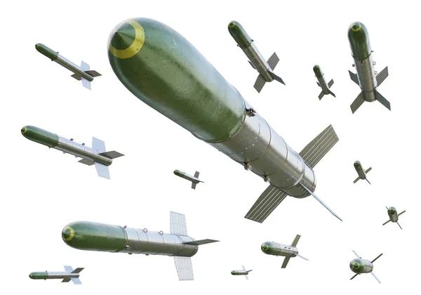 Καθιστούν Την Απεικόνιση Ενός Πλήθους Των Πυραύλων Αεροσκαφών Από Την — Φωτογραφία Αρχείου