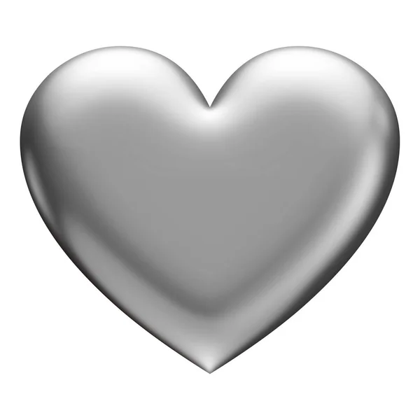 Inima Argint Izolată Alb Ilustrație — Fotografie, imagine de stoc