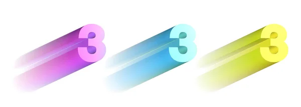 Набор Разноцветных Чисел Иллюстрация Три — стоковое фото
