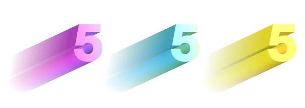 Satz Mehrfarbiger Zahlen Abbildung Fünf — Stockfoto