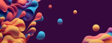 multicolored abstract background made of colored splashes of paint, 3d rendering