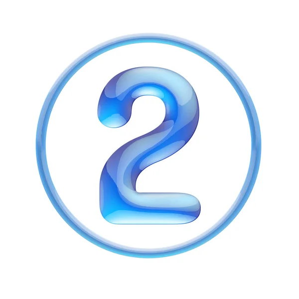 Niebieski Błyszczące Pęcherzyki Alfabetu Białym Tle Ilustracji Numer Dwa — Zdjęcie stockowe