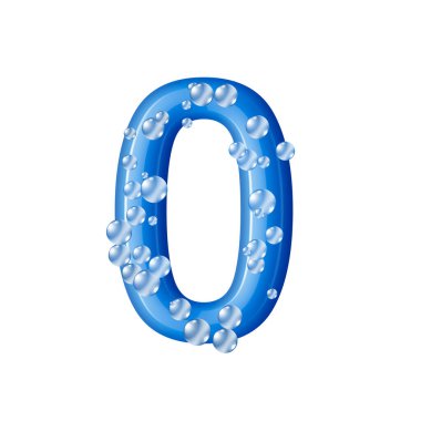 Mavi su sıçraması beyaz arka planda izole edilmiş. 3D görüntüleme, sabun köpüklü sıfır numara, su damlaları