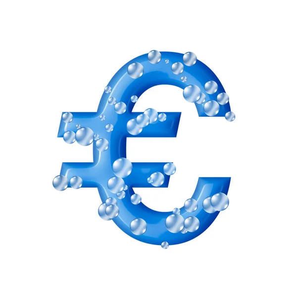 Брызги Голубой Воды Изолированы Белом Фоне Рендеринг Символ Евро — стоковое фото