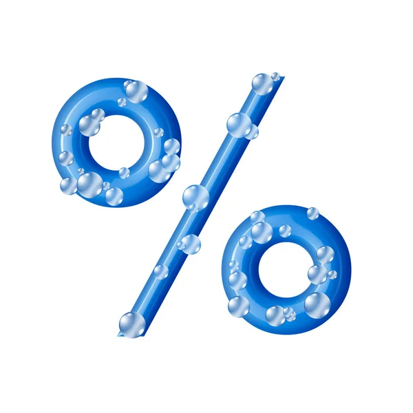 青い3Dシンボルと泡 白い背景 3Dレンダリング パーセント記号 — ストック写真