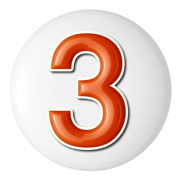 白い円の上にオレンジ色の3D番号のセット 3Dレンダリング — ストック写真