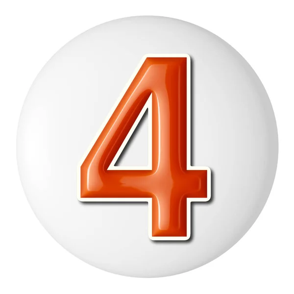 白い丸にオレンジ色の3D番号のセット3Dレンダリング4 — ストック写真