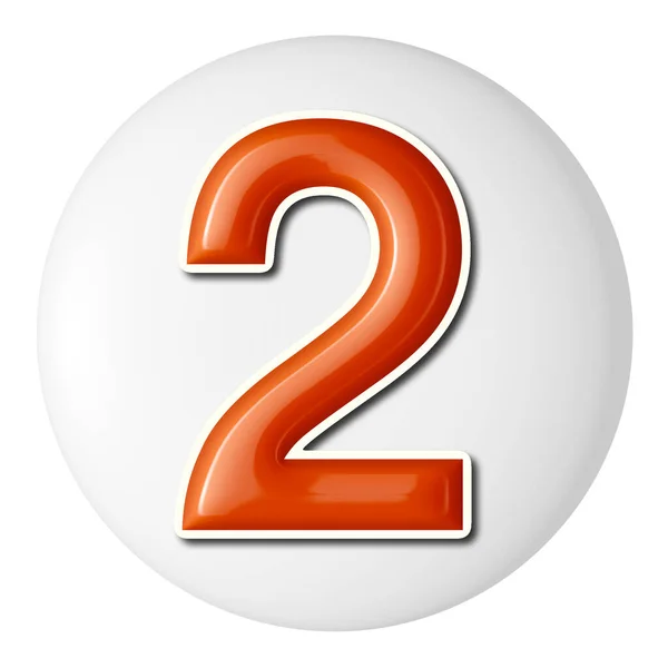 白い丸にオレンジ色の3D番号のセット3Dレンダリング2つ — ストック写真