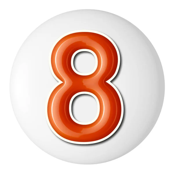 Sada Oranžových Čísel Bílém Kruhu Vykreslování Osm — Stock fotografie