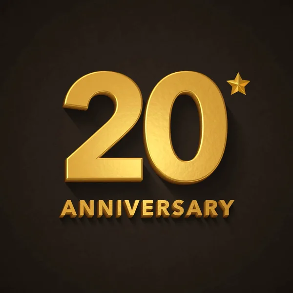 20E Anniversaire Célébration Signe Avec Une Étoile Brûlante Confettis Sur — Photo