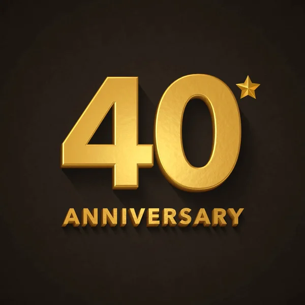 40Th Anniversary Celebration Numbers Gold Letters Dark Background — Stock Photo, Image