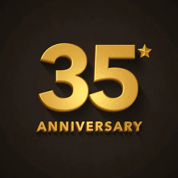 Number Thirty Five Years Gold Anniversary Celebration Black Background — Stock Photo, Image