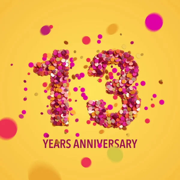 Años Aniversario Confeti Multicolor Sobre Fondo Amarillo Rendering —  Fotos de Stock