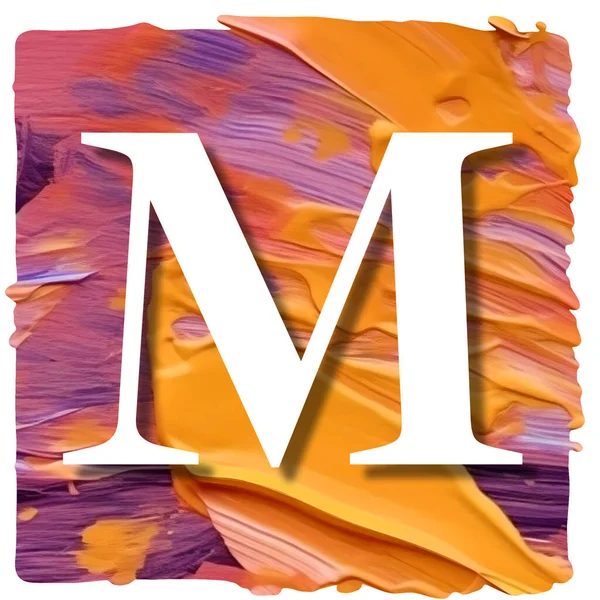 Lettre Blanche Sur Fond Multicolore Peinture Acrylique Coup Pinceau Rendu — Photo