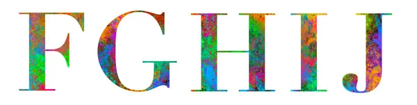 Alfabeto Hecho Letras Serif Con Efecto Pintura Digital Multicolor Textura —  Fotos de Stock