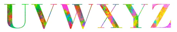 Alfabeto Feito Serif Letras Com Efeito Pintura Digital Multicolorido Textura — Fotografia de Stock