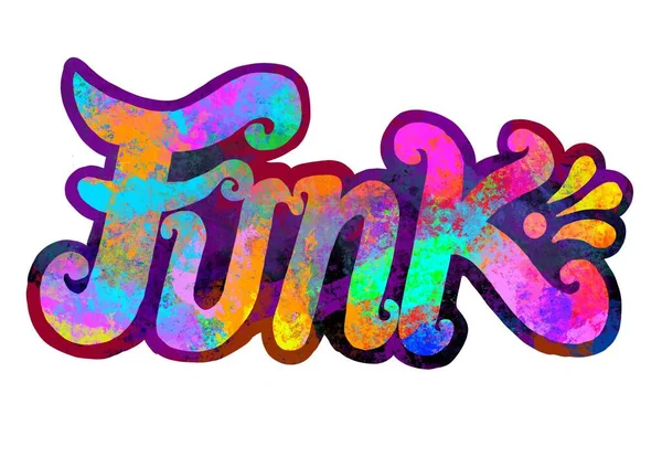 Funk Palabra Decorativa Multicolor Con Efecto Grunge Ilustración Digital Pintura —  Fotos de Stock