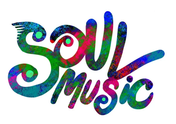 Soul Music Multicolored Words Made Grunge Effect Hand Script Digital — Stock Photo, Image