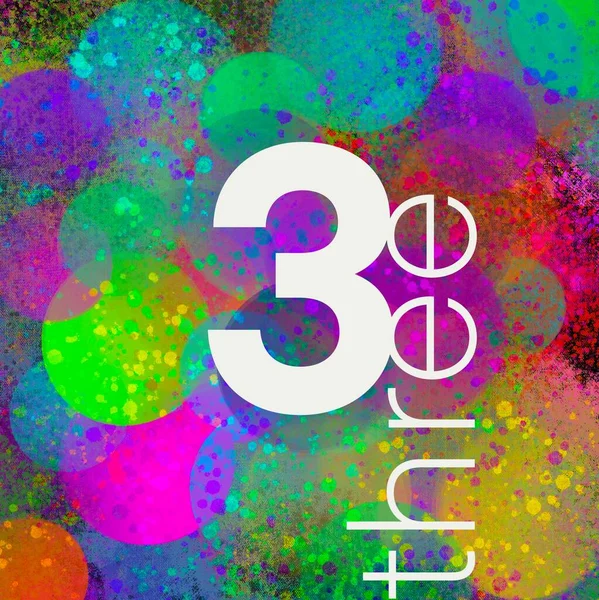 Conjunto Número Branco Palavra Fundo Multicolorido Com Pintura Digital Logotipo — Fotografia de Stock
