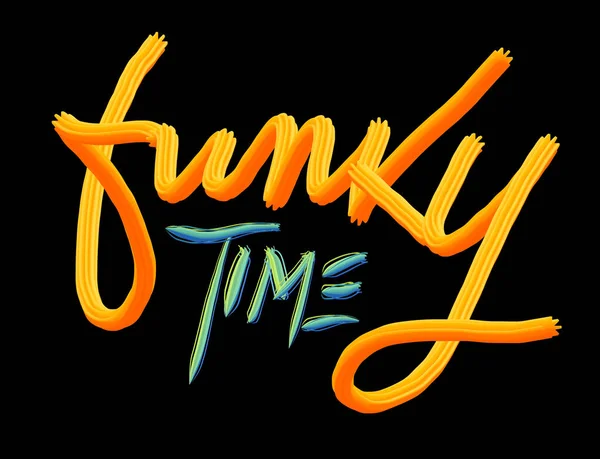 Funky Time Palavras Feitas Pintura Digital Design Logotipo Fundo Preto — Fotografia de Stock