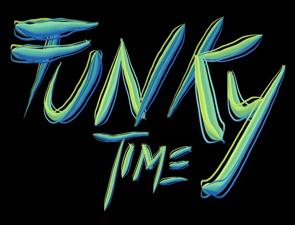 Funky Time Palavras Feitas Pintura Digital Design Logotipo Fundo Preto — Fotografia de Stock