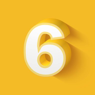 6 numara sarı renk 3D görüntüleme