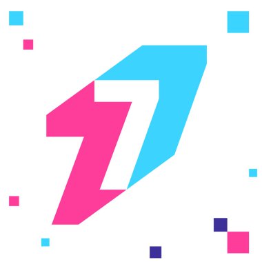 Beyaz arkaplanda çok renkli sayılar ve semboller seti, 3d illüstrasyon, grafik ve tipografik tasarım, yedi