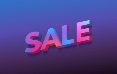 Satış, indirim, mavi arka planda 3D harfler, 3d illüstrasyon