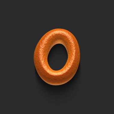 Ekmekten yapılmış sayılar kümesi, 3D illüstrasyon, sıfır numara