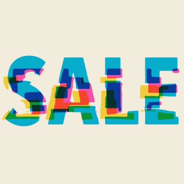 satış, hata efektli metin, 3D yorumlama, büyük harf