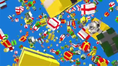 Soyut düşüş ve dönen renkli hediye kutuları