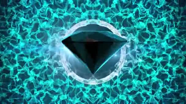 抽象回転する光る青い魔法の宝石 ストック動画