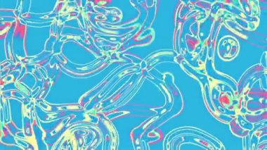 Mavi üzerine çok renkli şekillerle soyut hareket arkaplanı