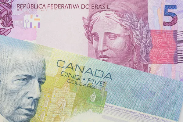 Una Macro Immagine Una Banconota Cinque Dollari Reale Rosa Viola — Foto Stock