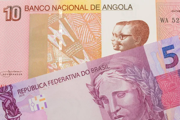 Makro Obraz Růžové Fialové Pětky Brazílie Spolu Barevnou Desetikilovou Bankovkou — Stock fotografie