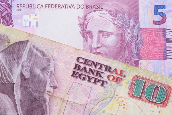 Una Imagen Macro Billete Cinco Reales Rosa Púrpura Brasil Emparejado — Foto de Stock