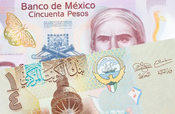 Ein Makrobild Einer Rosafarbenen Fünfzig Peso Banknote Aus Mexiko Paart — Stockfoto