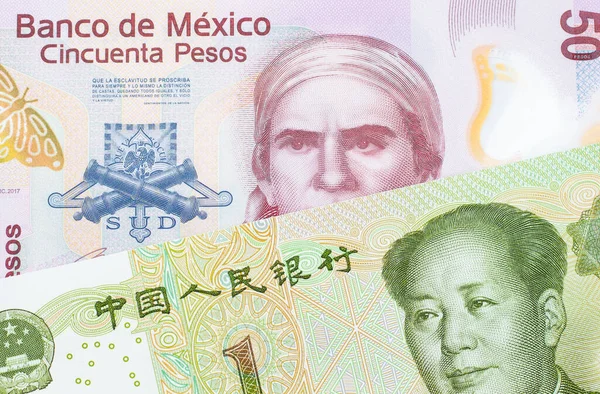 Una Imagen Macro Billete Banco Pesos Rosa Plástico México Emparejado — Foto de Stock