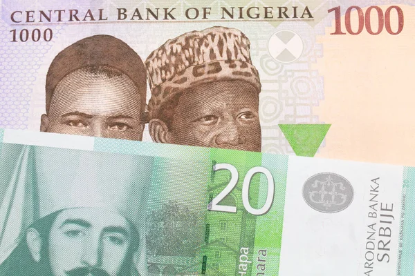 Egy Kék Lila Zöld Ezer Naira Bankjegy Makró Képe Nigériából — Stock Fotó