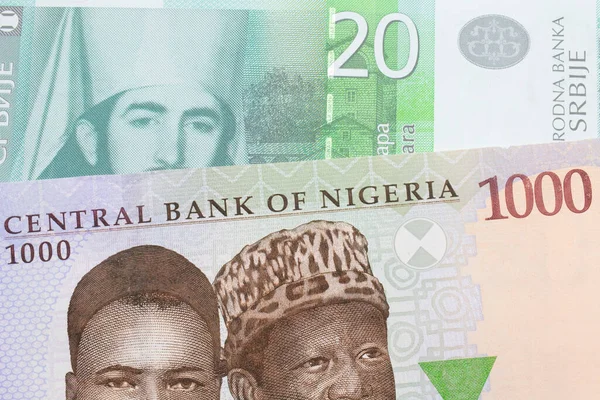 Makroobraz Niebieskiego Fioletowego Zielonego Banknotu 1000 Naira Nigerii Połączony Zielonym — Zdjęcie stockowe