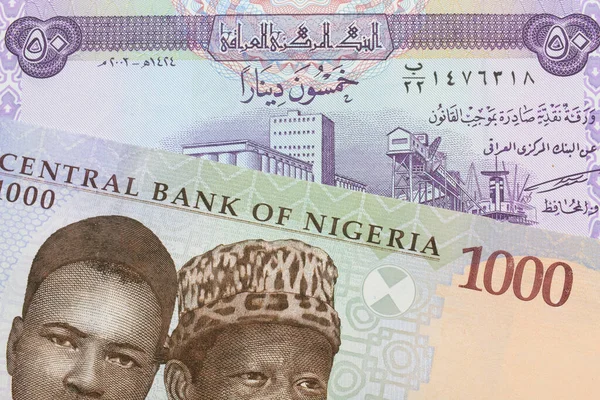 Макро Зображення Блакитної Пурпурової Зеленої Банкноти Тисячу Найр Нігерії Парі — стокове фото