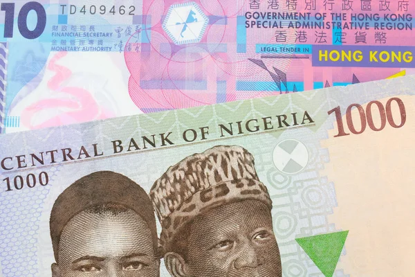 나이지리아 발행되는 푸른색 보라색 초록색 000 니이라 으로부터 플라스틱 지폐가 — 스톡 사진