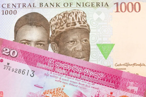 나이지리아 발행되는 푸른색 보라색 초록색 000 니이라 매크로 스리랑카 분홍색 — 스톡 사진