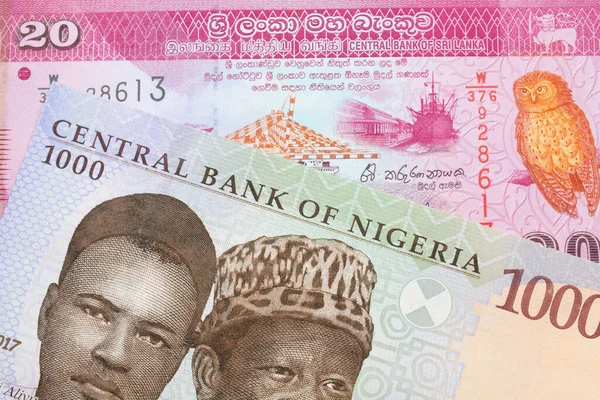 Nijerya Dan Gelen Mavi Mor Yeşil Bin Nairalık Bir Banknotun — Stok fotoğraf